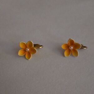 Yellow Gold Plumeria Earrings Jewelry